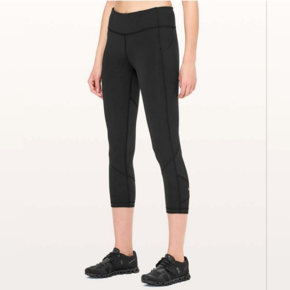 Lululemon Pace Rival Crop Leggings Full-On Luxtreme 21" Pockets Black Size 4